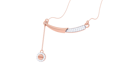 Curved Gold Bar Pendant With Diamond Halo Charm – 0.18 Ct