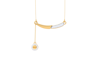Curved Gold Bar Pendant With Diamond Halo Charm – 0.18 Ct