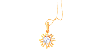 Sunburst Solitaire Pendant In Luminous Gold - 0.59 Ct Round Cut Diamond
