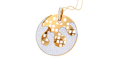 Woven Earth Pendent In Gold - 2.04 Ct Round Cut Diamonds