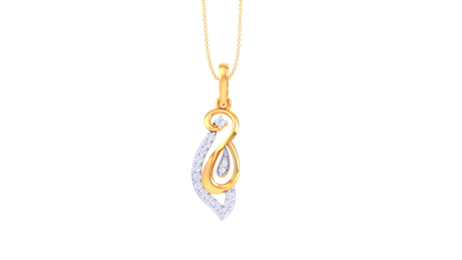 Leaf-Inspired Abstract Gold Pendant - 0.16 Ct Sparkling Diamond