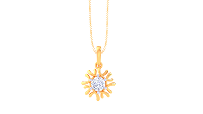Sunburst Solitaire Pendant In Luminous Gold - 0.59 Ct Round Cut Diamond