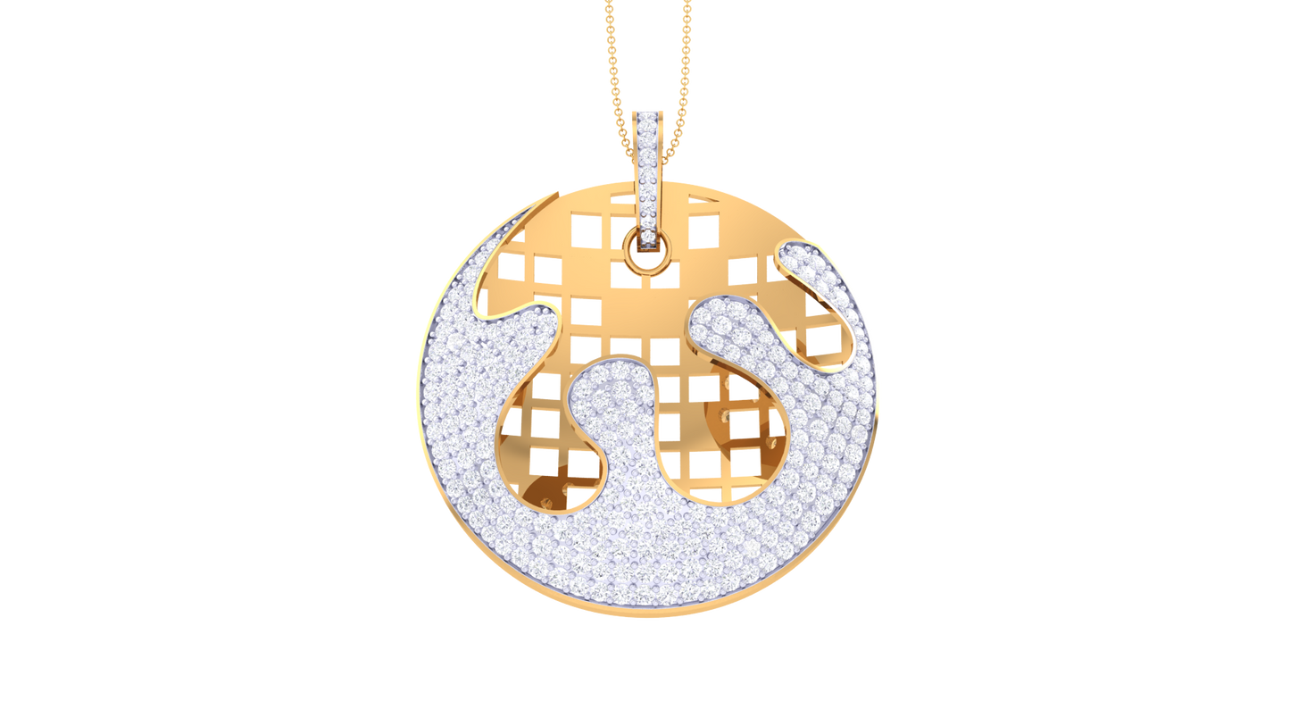 Woven Earth Pendent In Gold - 2.04 Ct Round Cut Diamonds