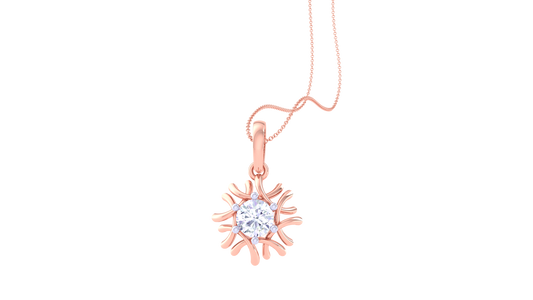 Sunburst Solitaire Pendant In Luminous Gold - 0.59 Ct Round Cut Diamond