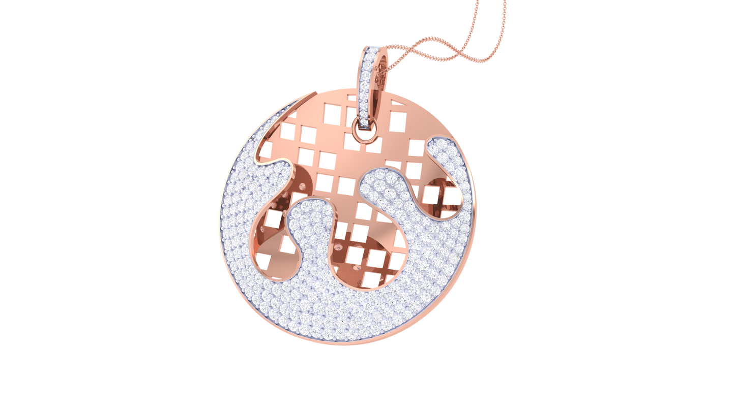 Woven Earth Pendent In Gold - 2.04 Ct Round Cut Diamonds