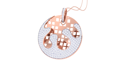 Woven Earth Pendent In Gold - 2.04 Ct Round Cut Diamonds