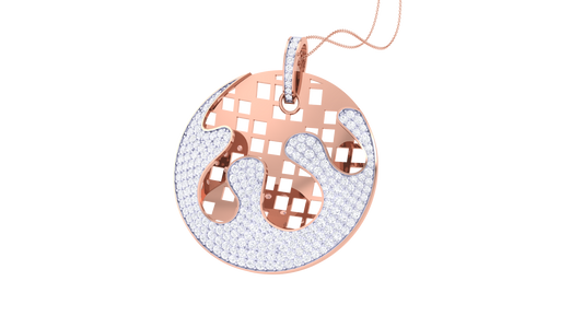 Woven Earth Pendent In Gold - 2.04 Ct Round Cut Diamonds