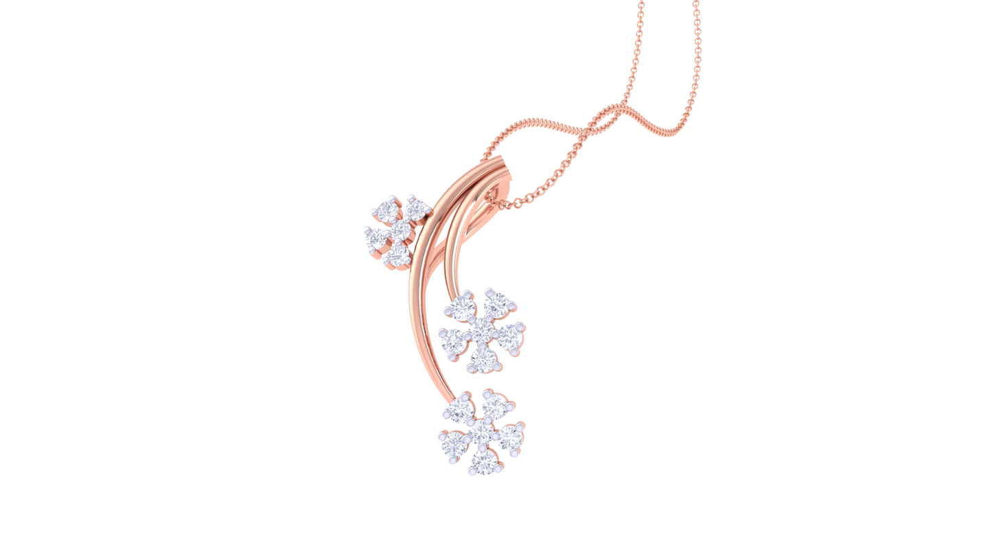 0.13 Ct - Floral Geometry Diamond Pendent In Gold