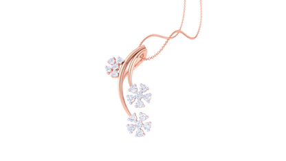 0.13 Ct - Floral Geometry Diamond Pendent In Gold