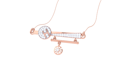 Initial 'H' Diamond Pendent with Bar and Wheel Motif – 0.26 Ct