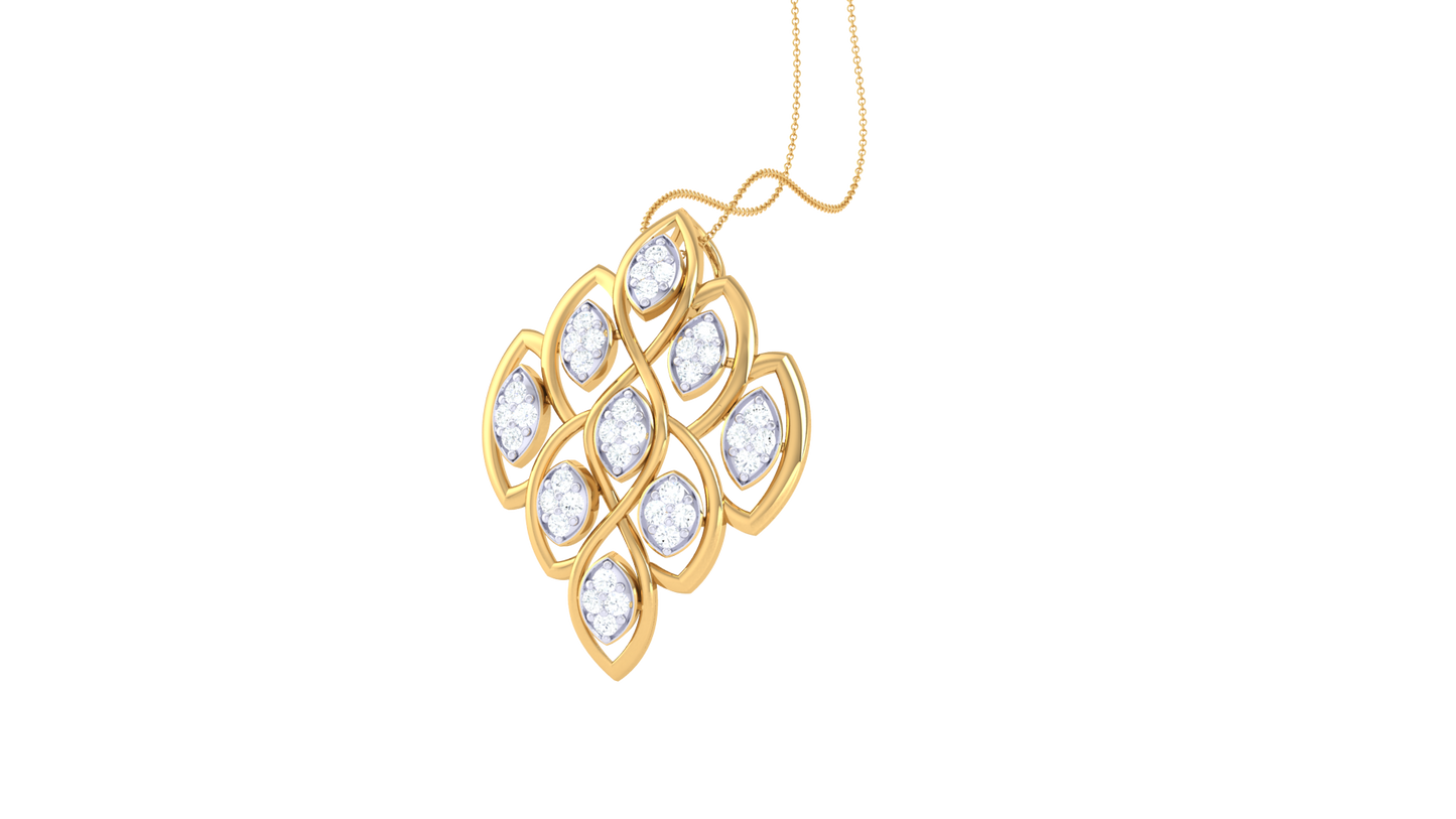 Teardrop Cluster Pendent In Luminous Gold – 0.35 Brilliant Cut Diamonds