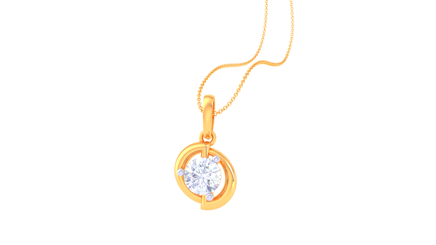 The Swirl Solitaire Pendent - 0.59 Ct Round Diamond In Gold