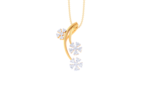 0.13 Ct - Floral Geometry Diamond Pendent In Gold
