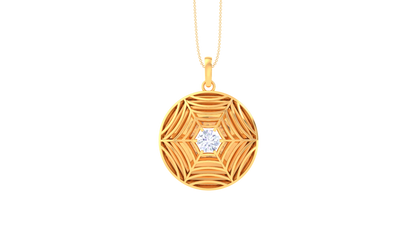 Celestial Convergence Pendant In Sculpted Gold - 0.59 Ct Brilliant Diamond In Center