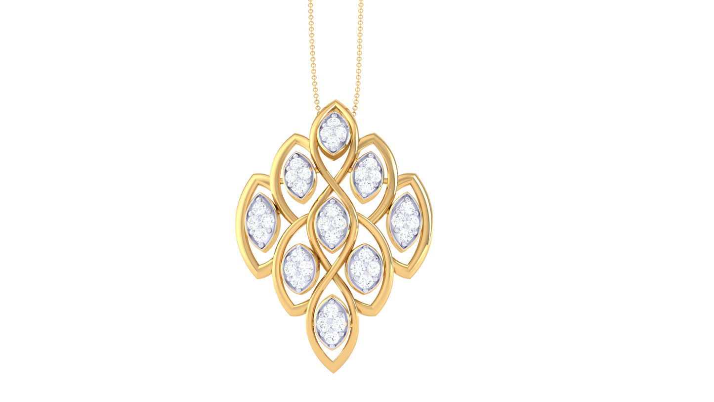 Teardrop Cluster Pendent In Luminous Gold – 0.35 Brilliant Cut Diamonds