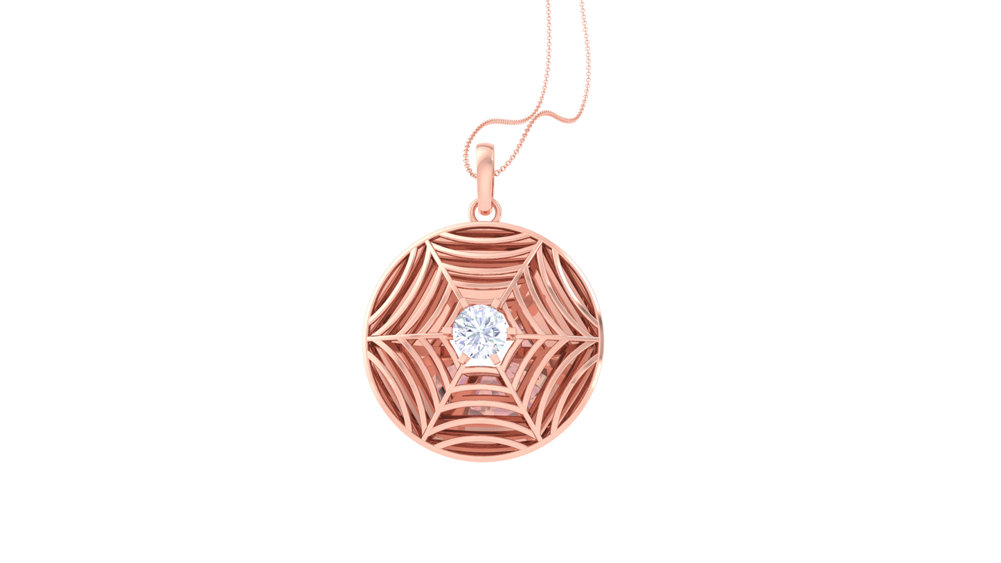 Celestial Convergence Pendant In Sculpted Gold - 0.59 Ct Brilliant Diamond In Center