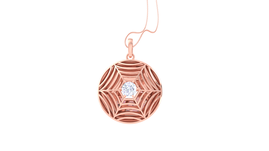 Celestial Convergence Pendant In Sculpted Gold - 0.59 Ct Brilliant Diamond In Center