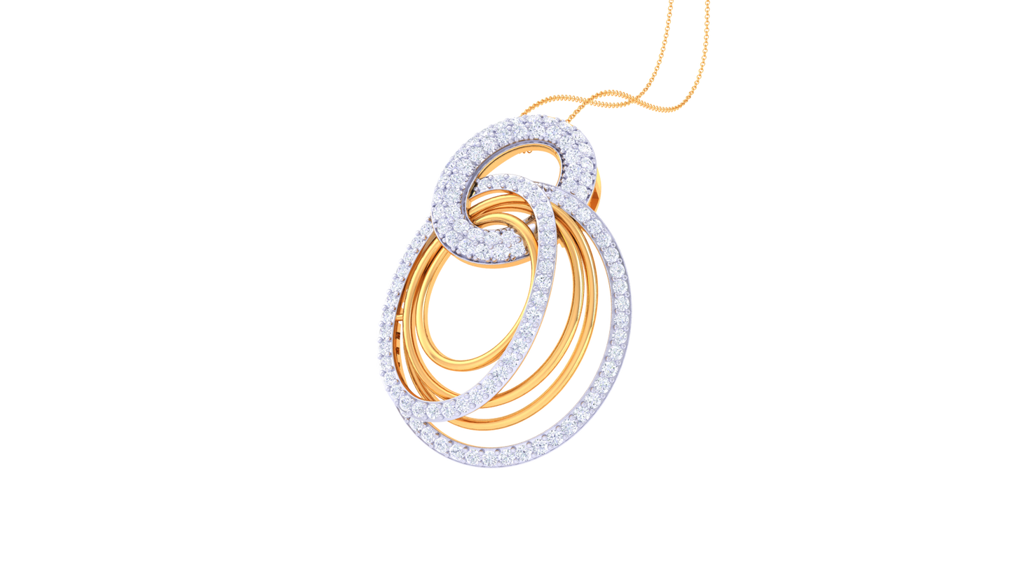 Loop Bloom Diamond Stud Pendent - 1.19 Ct