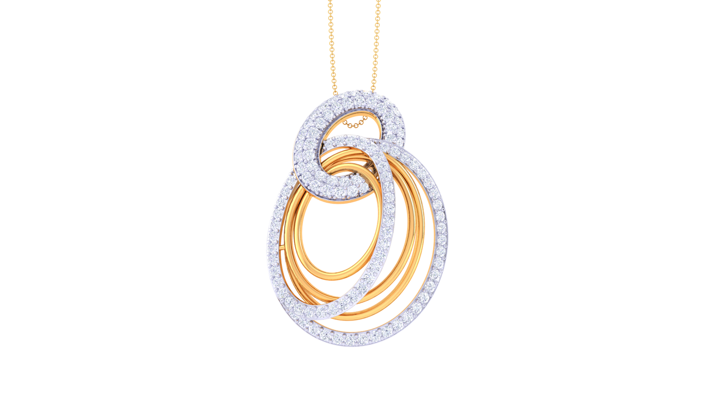 Loop Bloom Diamond Stud Pendent - 1.19 Ct