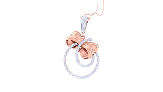 Twinkle Loop Golden pendent - 0.84 Ct Round Shaped Diamonds