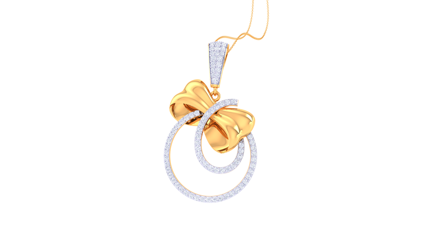 Twinkle Loop Golden pendent - 0.84 Ct Round Shaped Diamonds