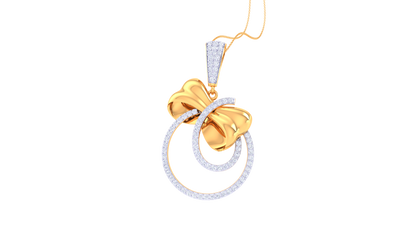 Twinkle Loop Golden pendent - 0.84 Ct Round Shaped Diamonds