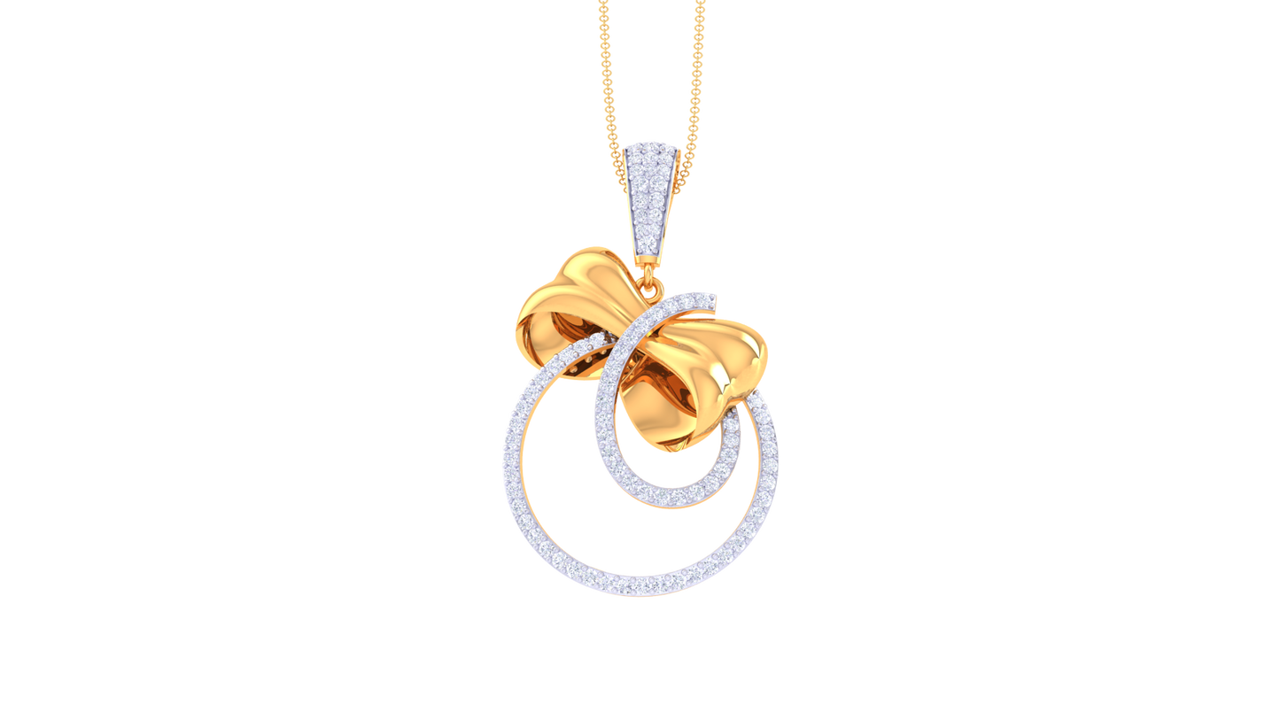 Twinkle Loop Golden pendent - 0.84 Ct Round Shaped Diamonds