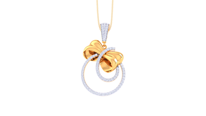 Twinkle Loop Golden pendent - 0.84 Ct Round Shaped Diamonds