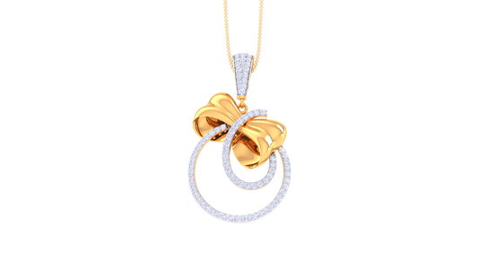 Twinkle Loop Golden pendent - 0.84 Ct Round Shaped Diamonds