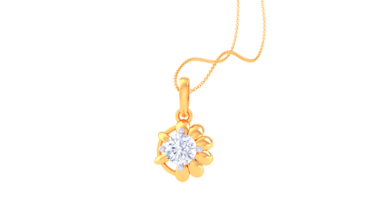 The Blossom Solitaire Pendant In Gold – 0.59 Ct Round Diamond