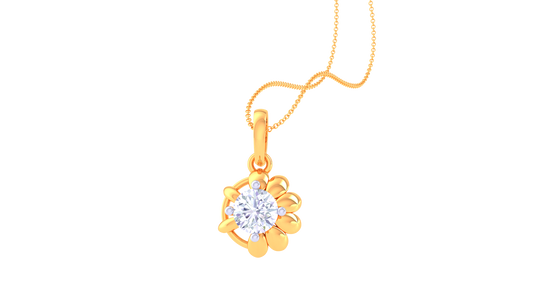 The Blossom Solitaire Pendant In Gold – 0.59 Ct Round Diamond