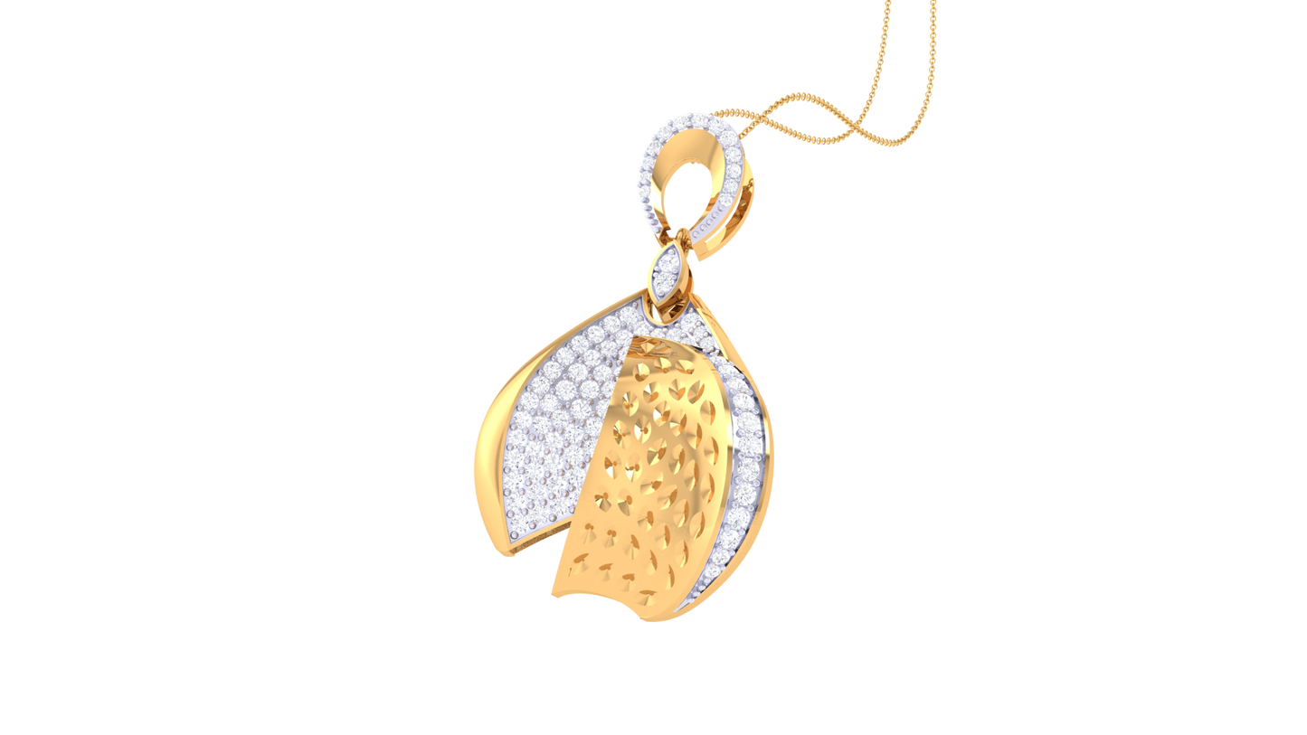 Lumiere Dual Drop Pendent In Gold - 0.68 Ct Round Cut Diamonds
