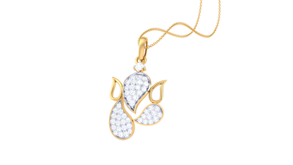 Elegant Teardrop Ganesha Gold Pendant - 0.25 Ct Diamond Accents