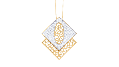 Dual Layer Geometric Pendent - 0.68 Ct Diamond & Gold