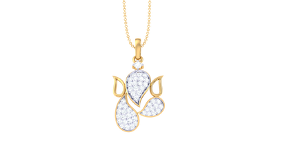 Elegant Teardrop Ganesha Gold Pendant - 0.25 Ct Diamond Accents