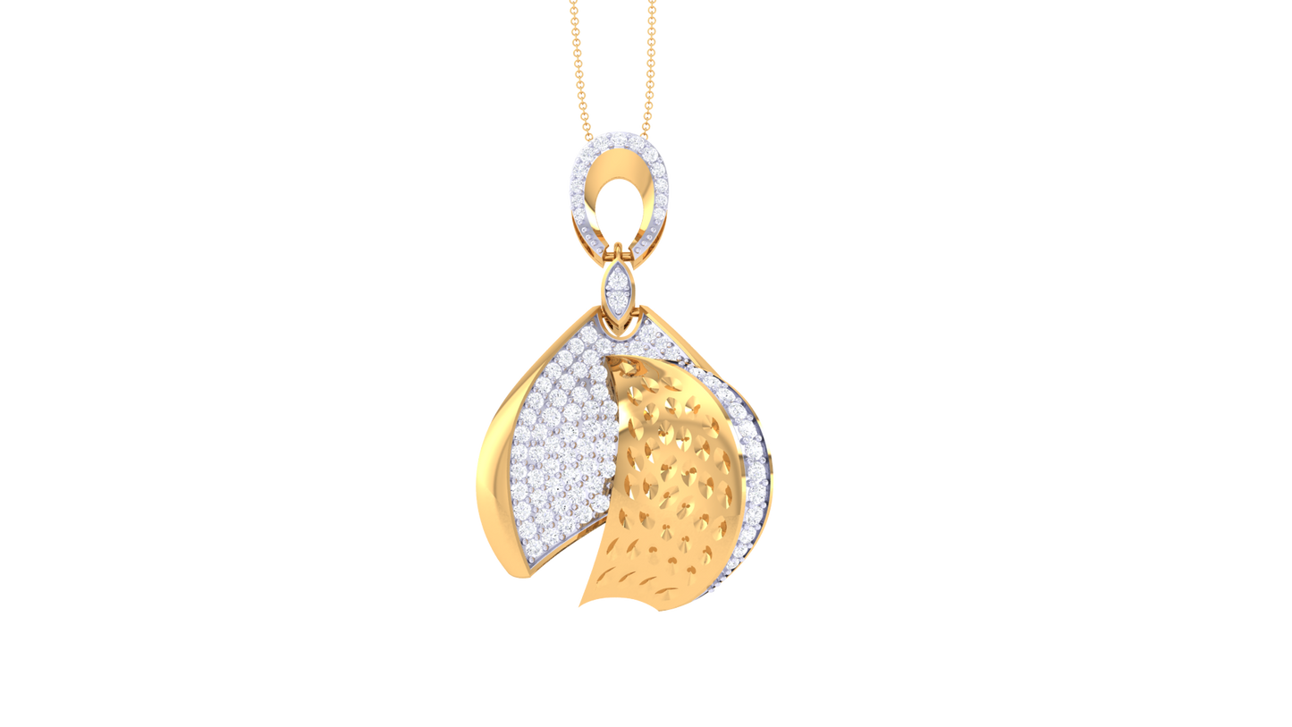 Lumiere Dual Drop Pendent In Gold - 0.68 Ct Round Cut Diamonds