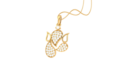 Elegant Teardrop Ganesha Gold Pendant - 0.25 Ct Diamond Accents
