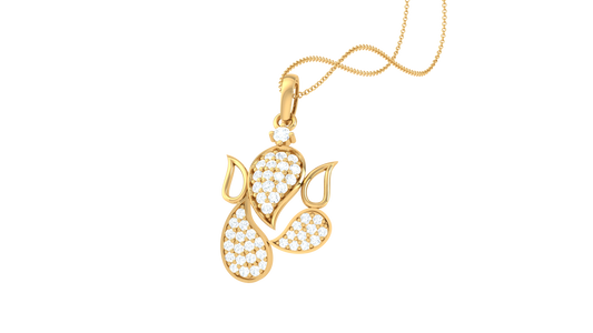 Elegant Teardrop Ganesha Gold Pendant - 0.25 Ct Diamond Accents