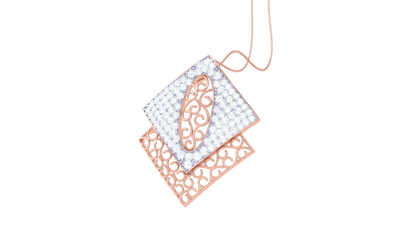 Dual Layer Geometric Pendent - 0.68 Ct Diamond & Gold