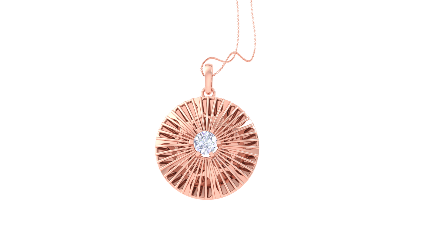 Solar Halo Pendent In Rose Gold - 0.59 Ct Dazzling Diamond
