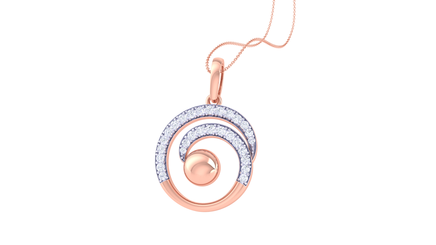 Celestial Grace Golden Pendent – 0.38 Ct Brilliant Diamonds In Concentric Sparkle