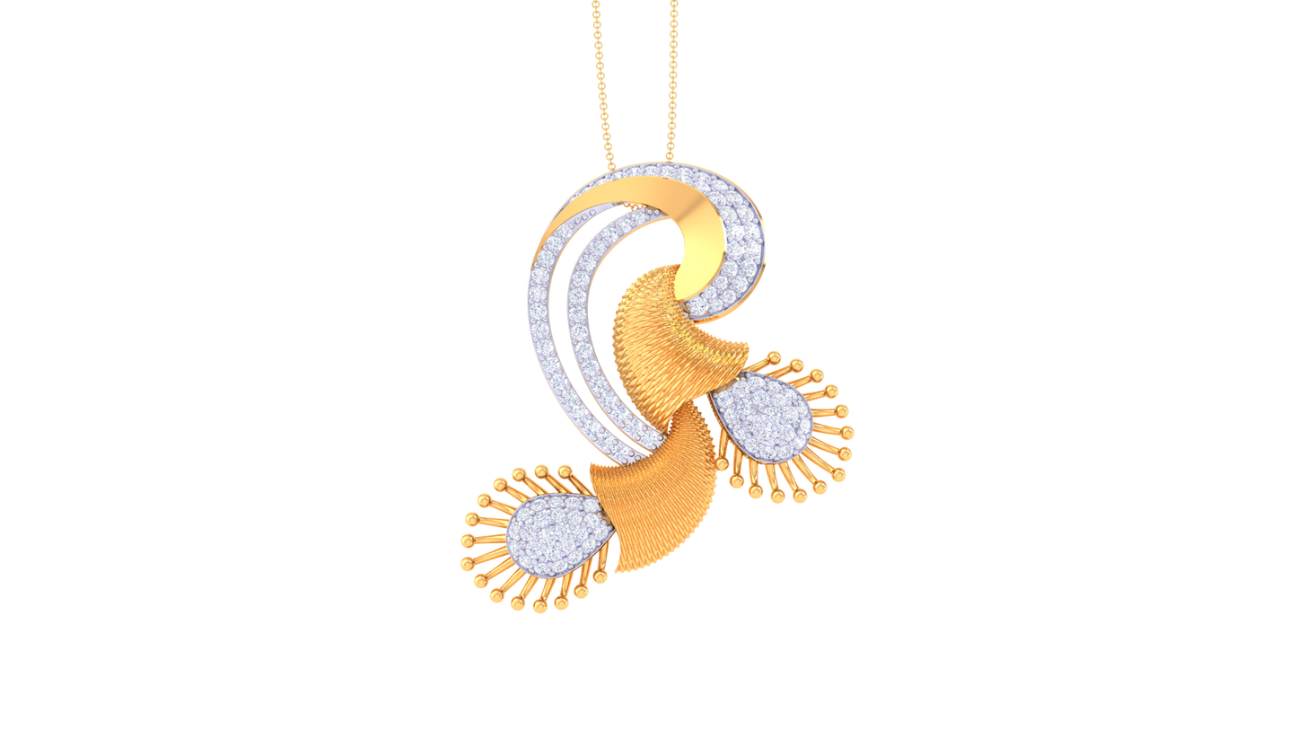 Timeless Fusion Arc Golden Pendent - 1.02 Ct Stunning Round Diamonds