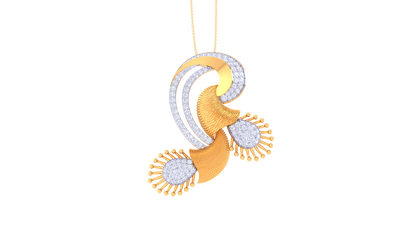 Timeless Fusion Arc Golden Pendent - 1.02 Ct Stunning Round Diamonds