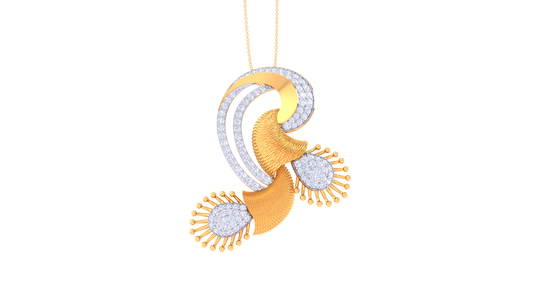 Timeless Fusion Arc Golden Pendent - 1.02 Ct Stunning Round Diamonds