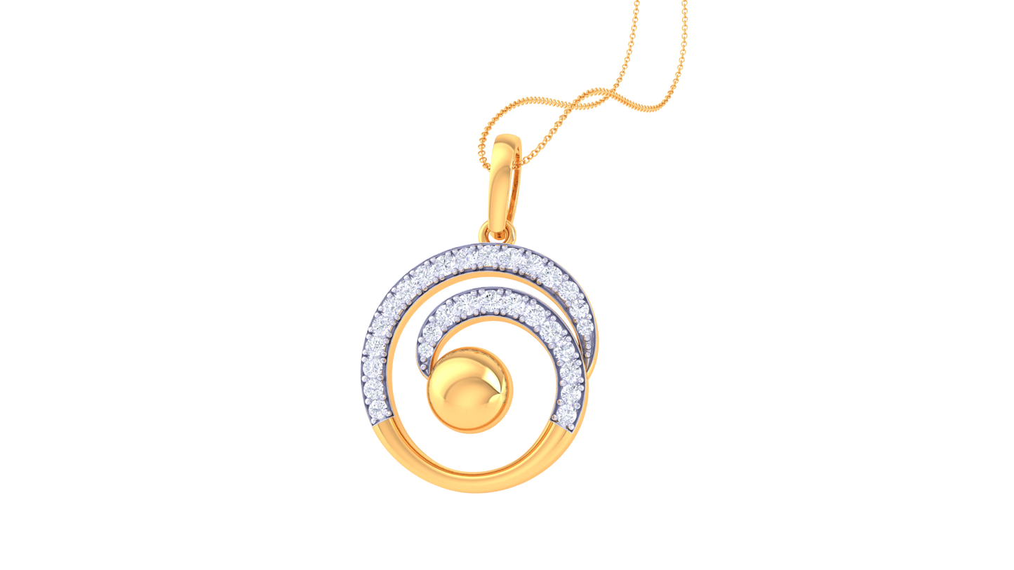 Celestial Grace Golden Pendent – 0.38 Ct Brilliant Diamonds In Concentric Sparkle