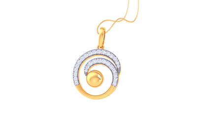Celestial Grace Golden Pendent – 0.38 Ct Brilliant Diamonds In Concentric Sparkle