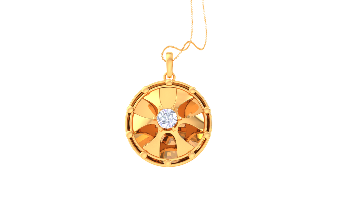 Radiant Bloom Pendant In Yellow Gold - 0.59 Ct Brilliant Round Diamond