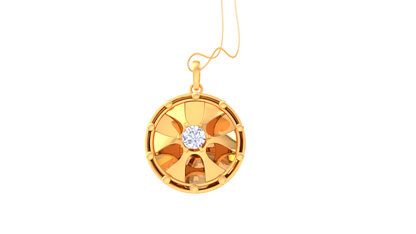 Radiant Bloom Pendant In Yellow Gold - 0.59 Ct Brilliant Round Diamond