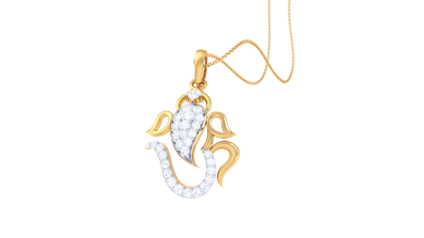Spiritual Ganesha Gold Pendant - 0.17 Ct Sparking Diamonds