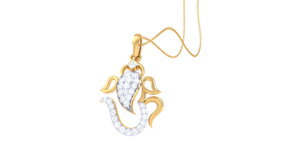 Spiritual Ganesha Gold Pendant - 0.17 Ct Sparking Diamonds